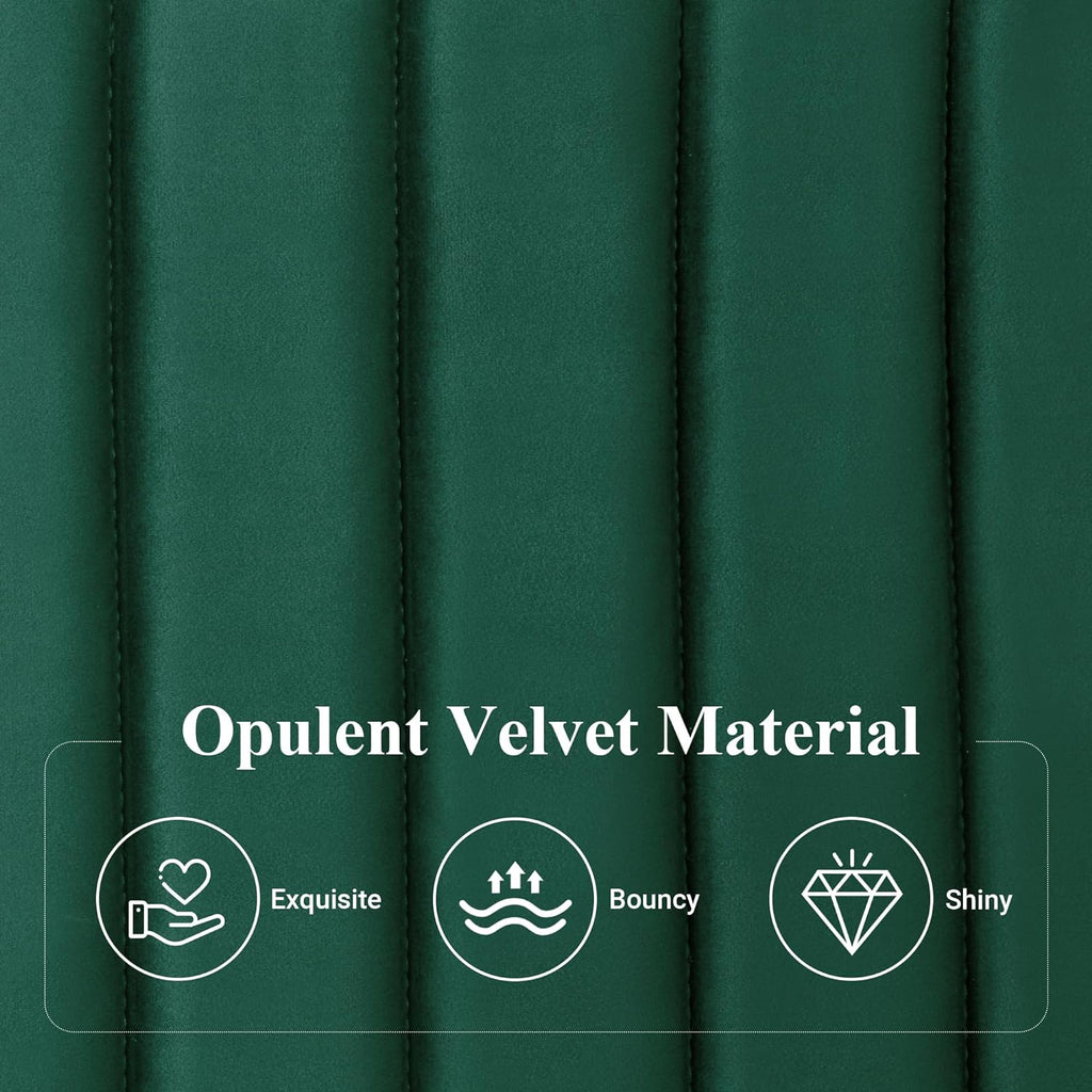 Allewie Queen Bed Frame, Velvet Upholstered Platform Bed with Adjustable Vertical Channel Tufted Headboard, Mattress Foundation with Strong Wooden Slats, Box Spring Optional, Easy Assembly, Green