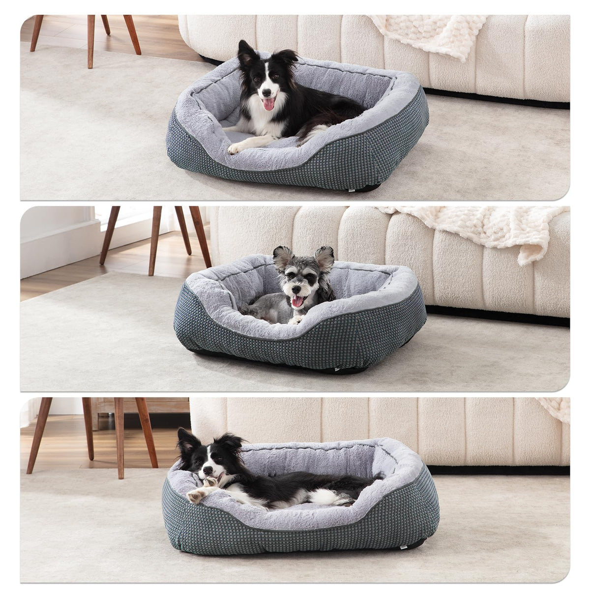 INVENHO Medium Dog Beds for Medium Dogs Washable, Rectangle Dog Bed Medium Size Dog, Orthopedic Dog Bed, Warming Soft Calming Sleeping Puppy Bed Durable Pet Bed with Anti-Slip Bottom M(30"x24"x9")