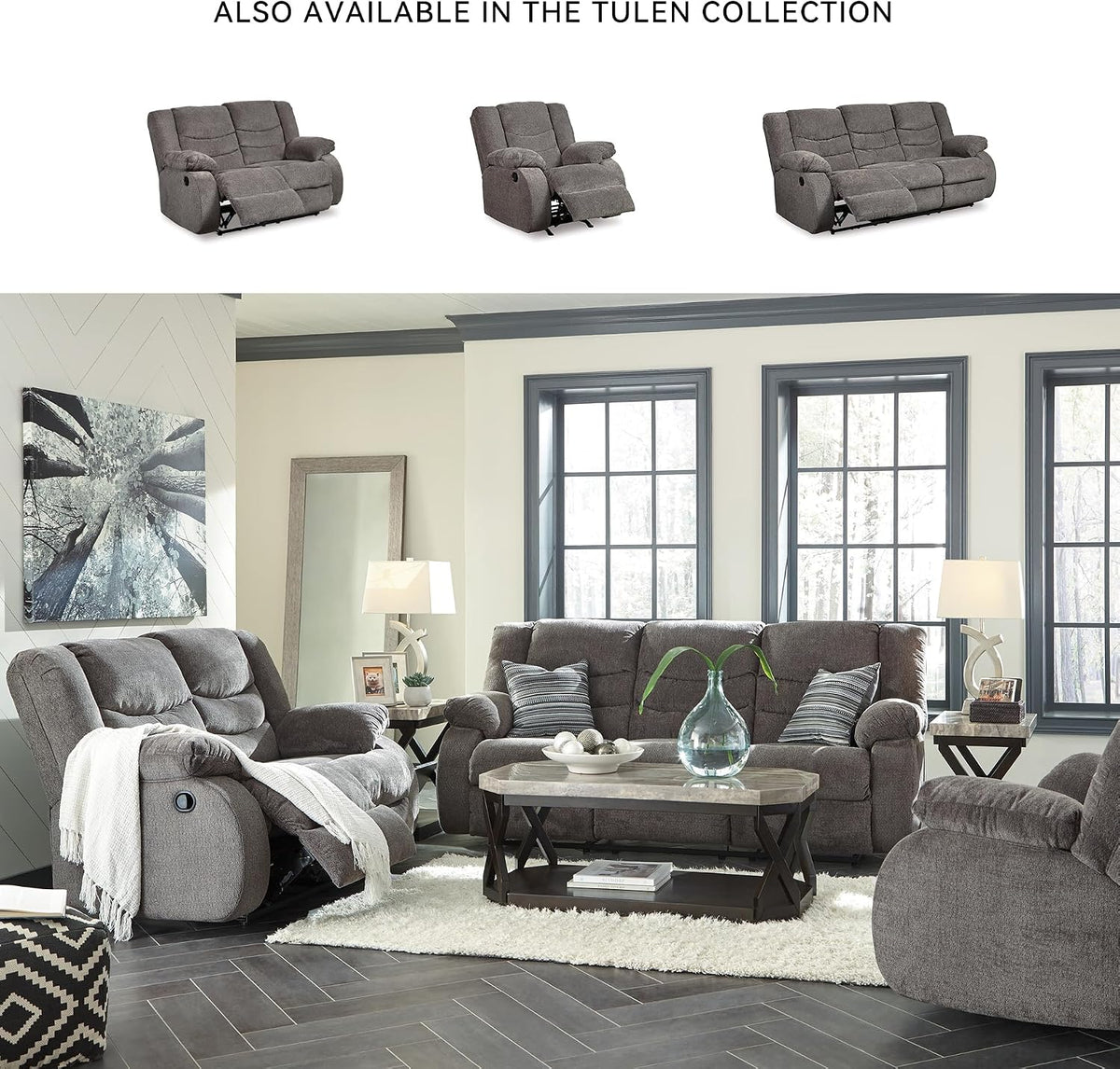 Signature Design by Ashley Manual Rocker Recliner Chair, Gray, Tulen