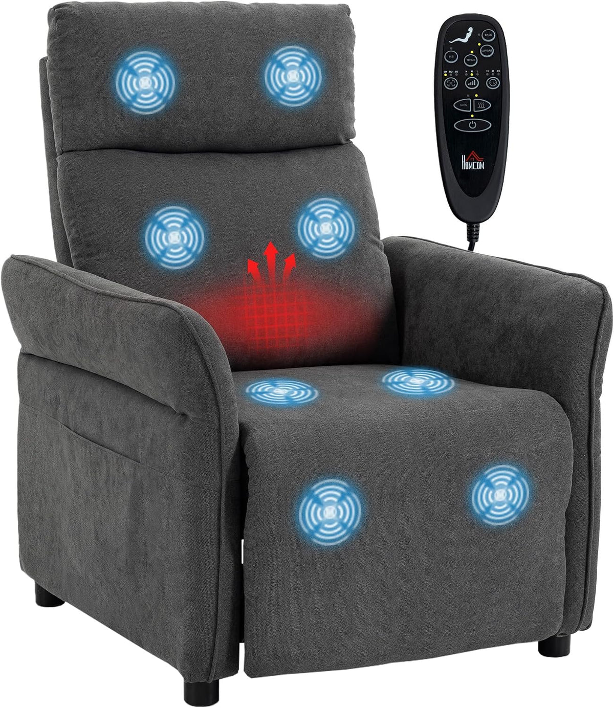 HOMCOM Recliner Armchair Push Back Recliner Chair, Dark Grey