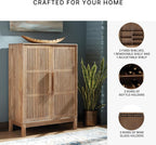 Signature Design by Ashley Solid Mango & Engineered Wood Bar Cabinet | Solid mango wood liquor cabinet, Built-in bottle and stemware racks, Minor assembly for lounges, Pellamour Series