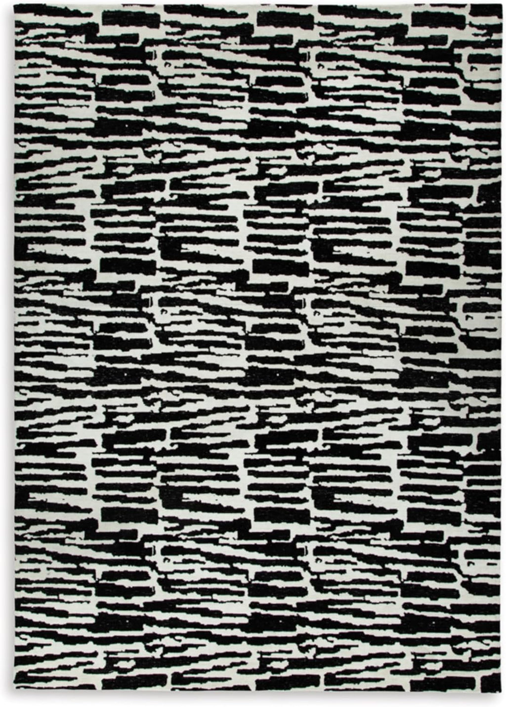 Signature Design by Ashley Area Rug, Abstract 10x14, Black/Ivory | Extra large modern abstract rug with medium 9 mm pile, 100% polyester for spacious living rooms, Bramshaw Series