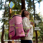 Ninja FrostVault™ Go Soft Backpack Cooler, Dry Storage, Petal Pink | Ninja FrostVault Go soft cooler, stays cool for hours with a leakproof, easy-access lid, and carries like a backpack