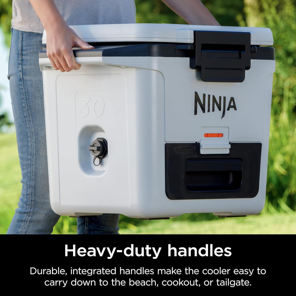 Ninja FrostVault 30qt Hard Cooler w/Dry Storage Drawer, True Red, FB131RD1 | Ninja FrostVault keeps food cool, dry & separate under 40°F for days, with 30-qt capacity holding up to 48 cans.