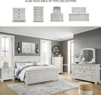 Signature Design by Ashley Tall Antique White Nightstand Wood Bedside Table | Two dovetail drawers, Hidden pull-out tray for valuables, Textured antiqued white oak finish, Robbinsdale Series