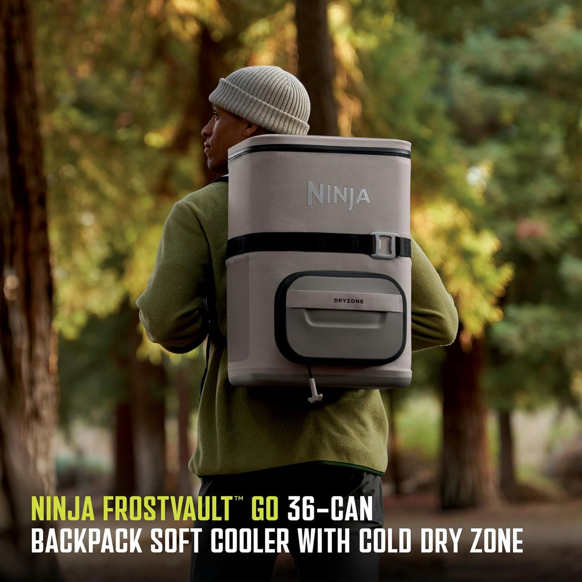 Ninja FrostVault™ Go XL Soft Backpack Cooler, Dry Storage, Birch Beige | Ninja FrostVault Go XL soft cooler, stays cool for hours with a leakproof, easy-access lid, and carries like a backpack