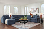 Signature Design by Ashley Modmax Oversized Square Accent Ottoman, Ink Blue | Stain-resistant Next-Gen Nuvella performance fabric, 32 in square footprint, Fits modular sectionals, No assembly required