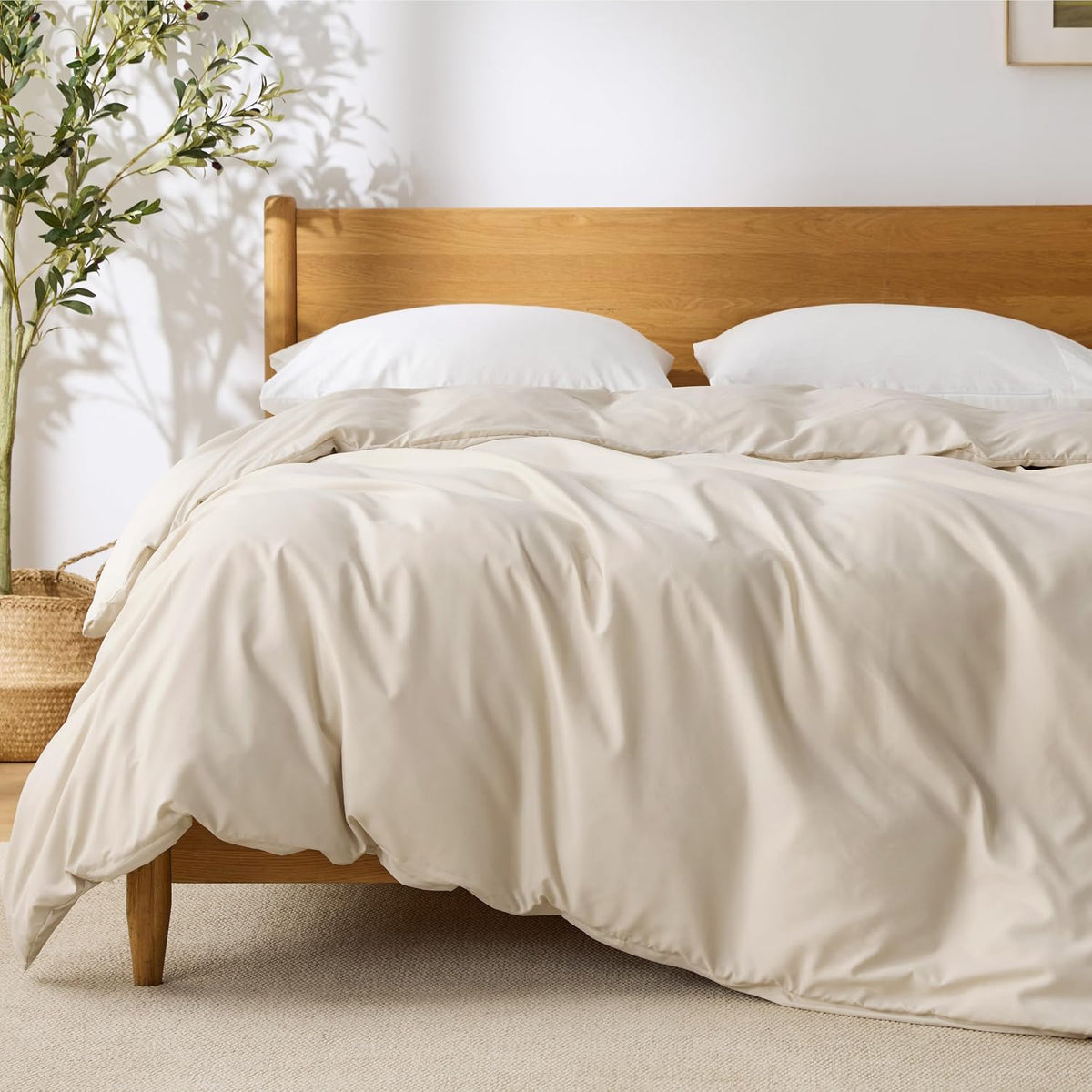 Bedsure Duvet Cover Queen Size, 3Pcs Soft Double Brushed Bedding Set, White