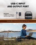 Anker 521 Portable Power Station Upgraded with LiFePO4 Battery, 256Wh 6-Port Powerhouse, 300W (Peak 600W) Solar Generator (Solar Panel Optional), 2 AC Outlets, 60W USB-C PD Output, Outdoor Generator