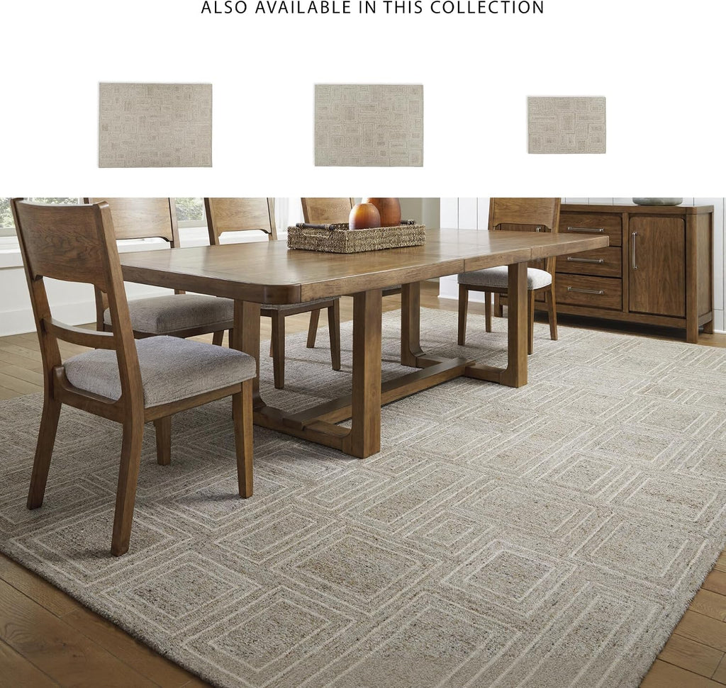 Signature Design by Ashley Geometric Area Rug, Modern Hand-Tufted 10x14 | 80% polyester and 20% wool, 0.63-inch thick pile, Cotton backing, Living room use, 115 lbs weight, Brickburgh Series