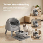 Mimfam Automatic Self Cleaning Litter Box, with 4 Pairs Infrared Senor, Open-Top Design for Multi-Cat Homes, Comes with Liner Bags and Cat Litter Mat, Grey