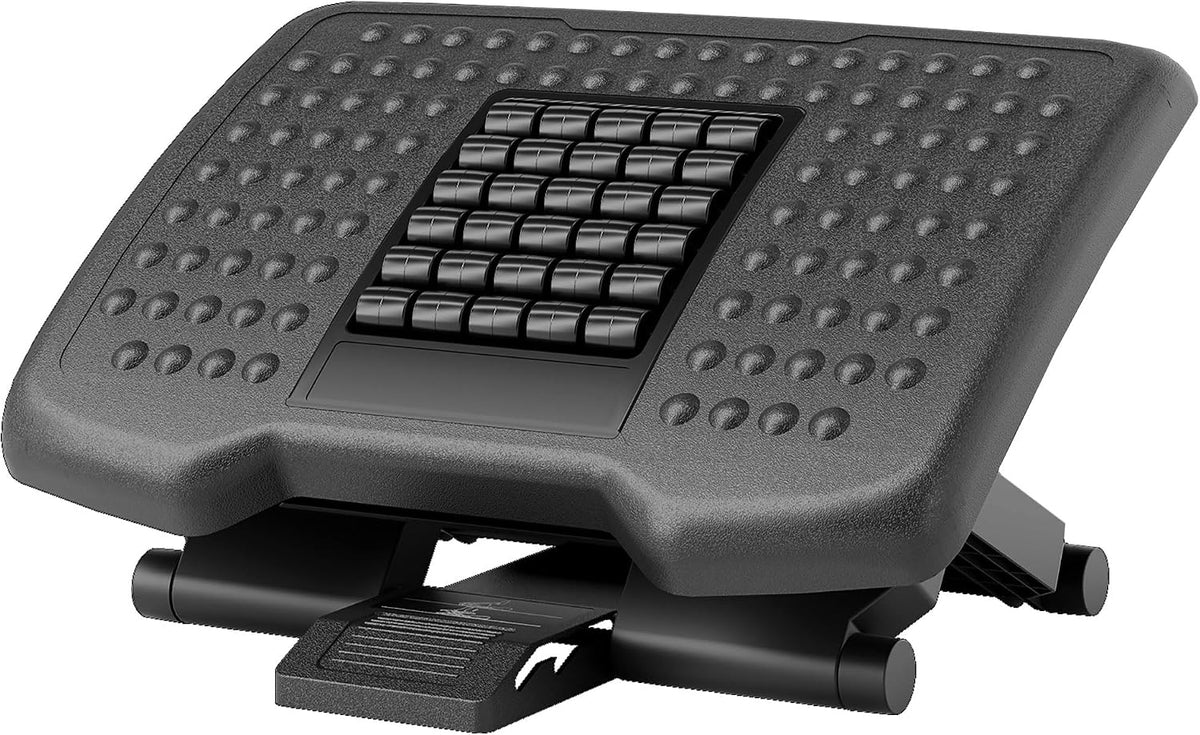 HOMCOM Foot Rest Under Desk, Foot Stool with Massage Rollers, Adjustable