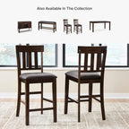Signature Design by Ashley Counter Height Bar Stool, Set of 2, Slat Back | Wipe-clean faux leather cushion, Veneers, wood and engineered wood frame, 25.63-inch seat height, Ralene Series