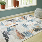 Signature Design by Ashley Washable Area Rug, 8x10, Abstract | 100% polyester with 7 mm medium pile, Abstract contemporary style for living rooms, Hessland Series
