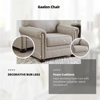 Signature Design by Ashley Gaelon Accent Chair, Dune Beige Chenille Fabric | Soft textured herringbone pattern, Sag-resistant platform foundation for even support, Traditional nailhead trim
