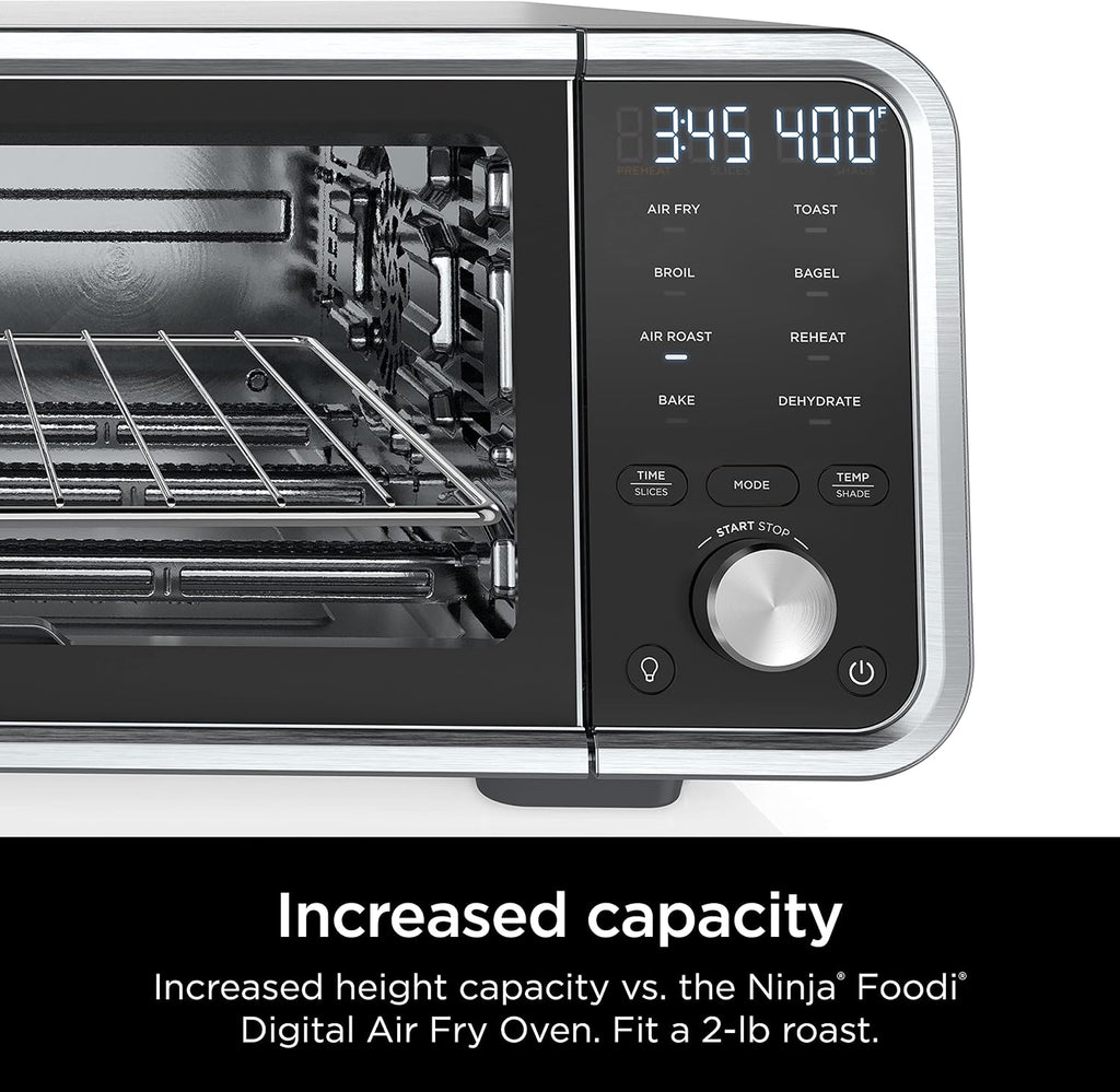 Ninja Digital Air Fry Pro Countertop Oven, 8-in-1, XL, Silver, SP201 | Extended height, Flip up & away, Air fry, roast, bake, broil, toast, dehydrate, 1800W
