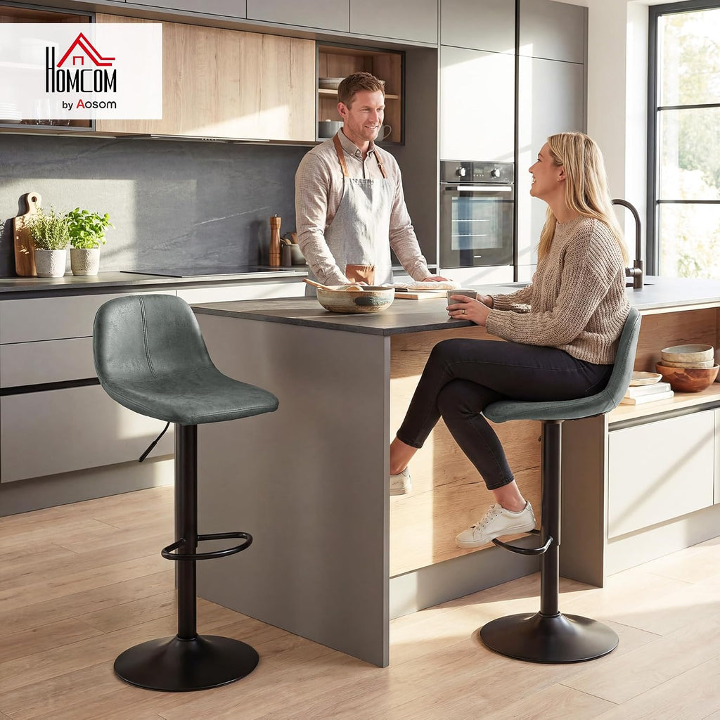 HOMCOM Bar Stools Set of 2 Modern Swivel Barstools Height Adjustable Green