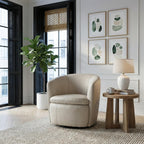 Signature Design by Ashley Kierreys Leather Swivel Barrel Chair, Bone | 100% top grain leather upholstery, 360-degree metal base rotation, Engineered wood and metal frame, Contemporary barrel back