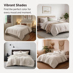 Bedsure Queen Size Comforter Sets, Beige Cationic Dyed Bedding Set 3 Pcs
