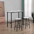 HOMCOM 3 Piece Bar Table Set Modern Dining Table Set for 2 w/Stools White