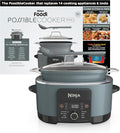 Ninja® PossibleCooker™ PRO 14-in-1, 8.5-qt, Sea Salt Gray, MC1001 | 14-in-1 replaces 14 appliances, Triple Fusion Heat®, slow cook, sauté, roast & steam, nonstick oven-safe pot to 500°F.