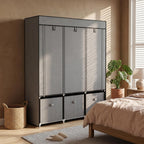 HOMCOM Fabric Wardrobe for Bedroom 5 Shelves 3 Fabric Drawers Dark Grey