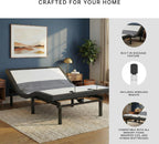 Signature Design by Ashley Adjustable Bed Frame Queen, Remote & Lumbar | Queen adjustable base with remote, Built-in massage, Fast 15-minute assembly, Lumbar and audio base