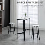 HOMCOM 3 Piece Bar Table Set Modern Dining Table Set for 2 w/Stools White