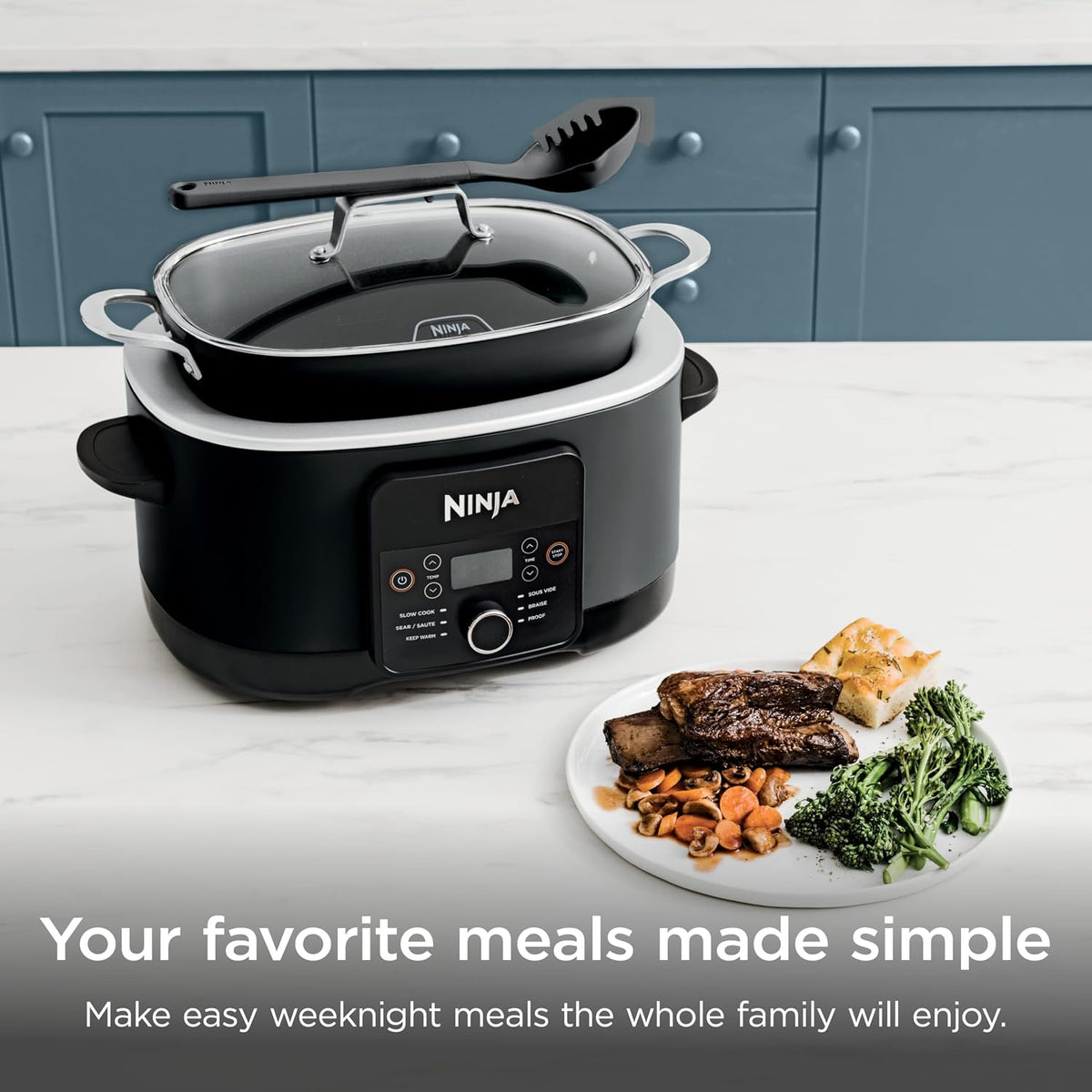 Ninja® PossibleCooker™ PLUS 12-in-1, 8.5-qt, Black, MC1010 | 12-in-1 replaces 12 appliances, Sous Vide & Proof, glass lid, nonstick oven-safe pot to 500°F, cooker-to-oven-to-table.