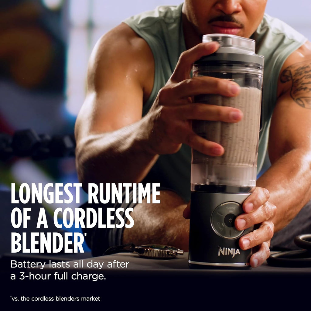 Ninja Blast Max Portable Blender, Twist & Go, 22oz, Navy, BC251NV | Twist & Go removable 22-oz vessel. Auto-iQ Crush & Smoothie programs, cordless. Dishwasher safe, leakproof lid.