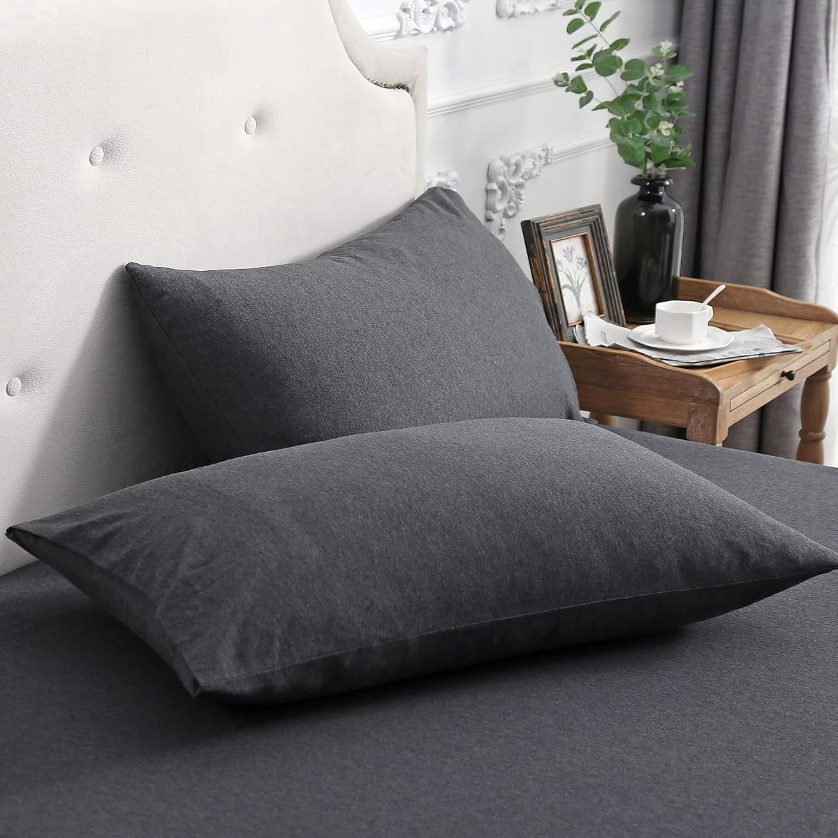 PURE ERA Jersey Knit Pillow Cases Solid Sage Green Standard