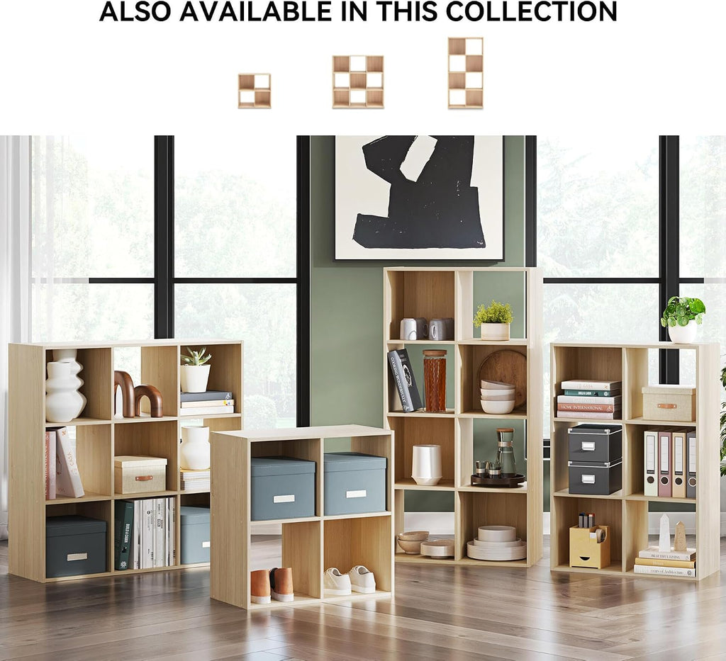 Signature Design by Ashley Piperton 6 Cube Storage Organizer, Cubby Shelf | Durable engineered wood with natural ash grain, Fits standard 10.5-inch bins, Versatile hybrid closed and open back design