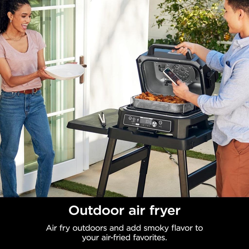 Ninja Woodfire ProConnect Premium XL BBQ Grill, 7-in-1, App Enabled, Blue | 180 sq in of cooking space with app-connected dual thermometers, and real wood-fired flavor