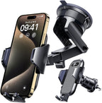 [True Military-Grade] Car Phone Holder VANMASS [Upgraded Strongest Suction&Clip] Cell Phone Mount for Dashboard Windshield Vent Kit, Truck Cradle Stand for iPhone 18 Pro Max 17 16 15 Android,Ink Black