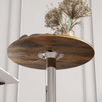 HOMCOM Round Bar Table 360 Degree Swivel Adjustable Height Rustic Brown