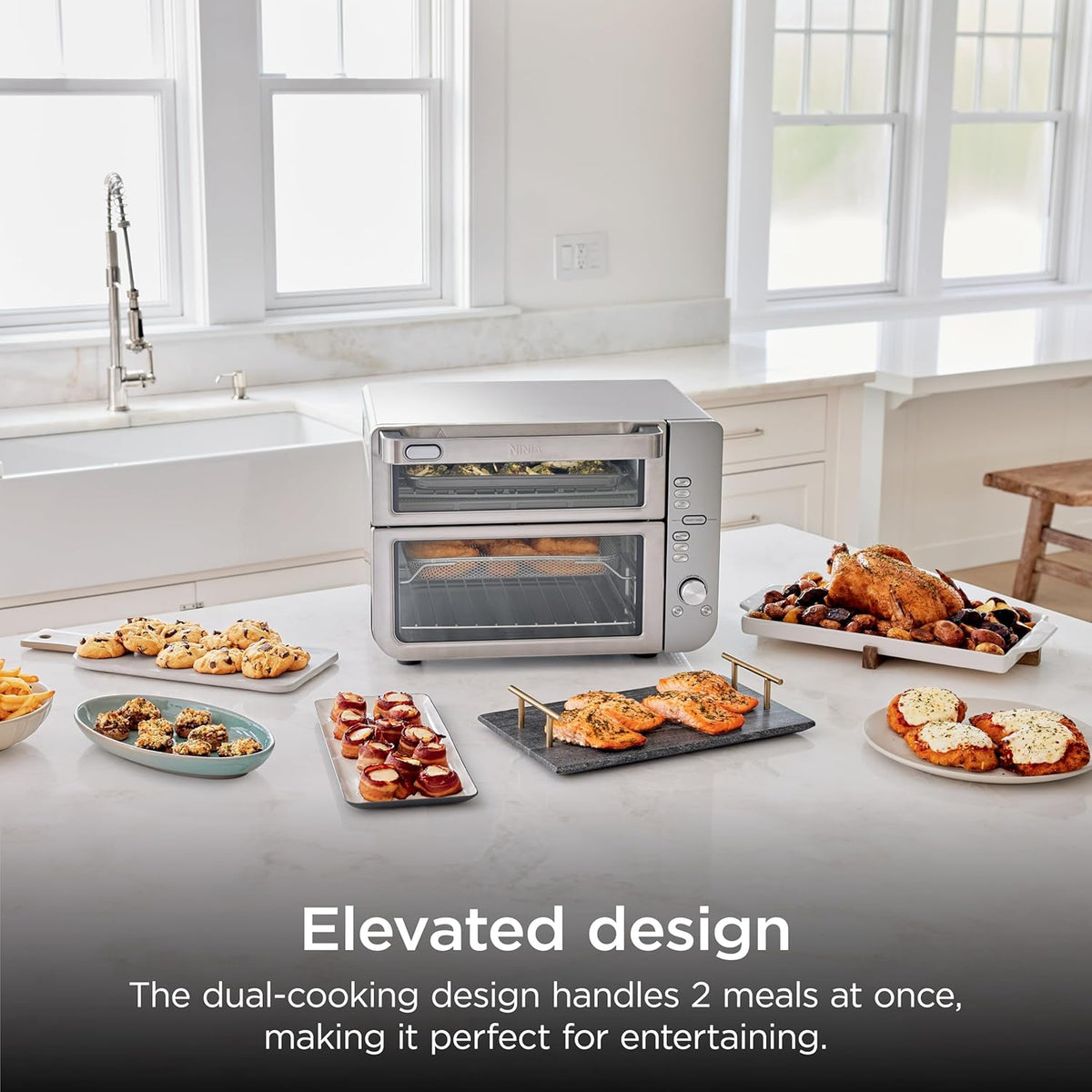 Ninja Double Stack XL Countertop Oven, 12-in-1, Stainless Steel, DCT601 | DualZone, Smart Finish, FlavorSeal, Fits 4.5 lb chicken & 6 lbs wings, Air fry, bake, broil