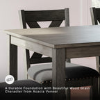 Signature Design by Ashley Caitbrook Counter Height Dining Table Set for 6 | Hardwood solids, Acacia veneer and MDF substrate table, 6 upholstered space-saving stools, Antiqued gray wash finish