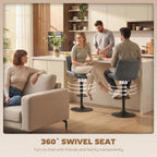 HOMCOM Bar Stools Set of 2 w/ 51x40 cm Wide Seat, Large Base, Dark Grey