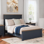 Signature Design by Ashley Kids Full Wood Panel Bed Frame, Blue & Brown | Traditional Shaker style silhouette, Two-tone slate blue and light brown finish, Box spring required, Landocken Series