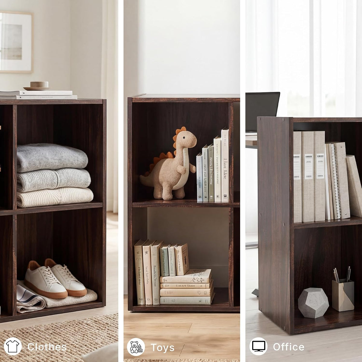 Signature Design by Ashley Glosmount 4 Cube Storage Organizer, Compact Freestanding, Cherry/Light Brown, 24''W x 12''D x 24''H, Engineered Wood (MDF/particleboard/plywood) and Decorative Laminate