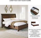 Signature Design by Ashley King Sleigh Storage Bed Frame, Brown | Hardwood solids, Select hardwood veneer and MDF substrate, King sleigh bed, Dark bronze-tone knobs, Trellington Series