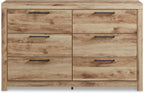 Signature Design by Ashley 6 Drawer Dresser for Bedroom, Golden Oak | 5-minute quick assembly, Contemporary tan brown finish, Durable engineered wood, Hyanna Series