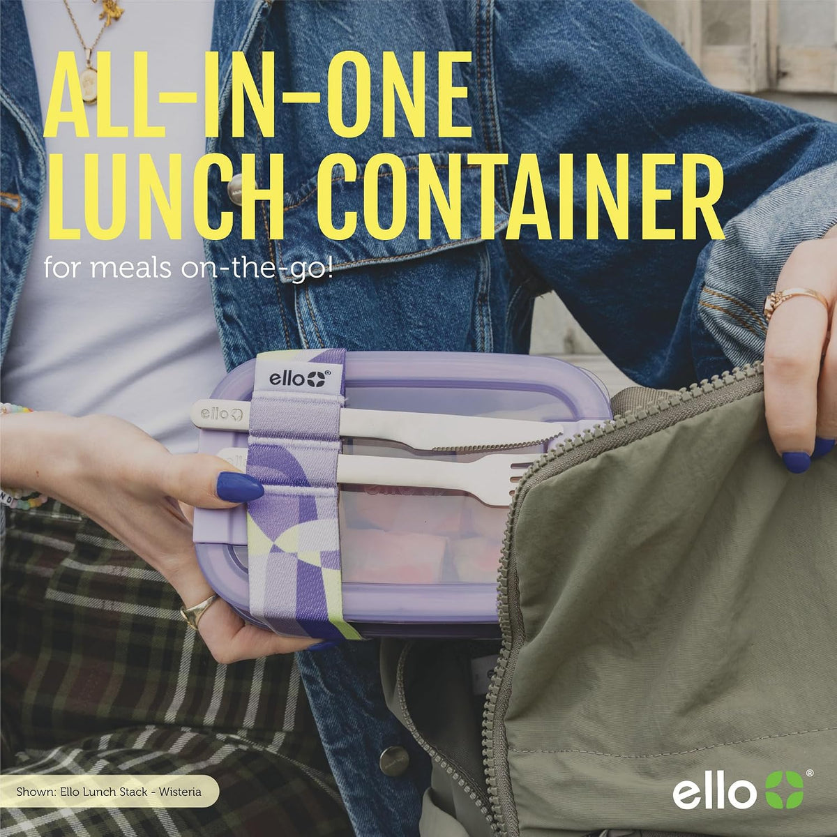 Ello Lunch Stack Bento Box Plastic Food Containers, 2 Pack, Blueberry