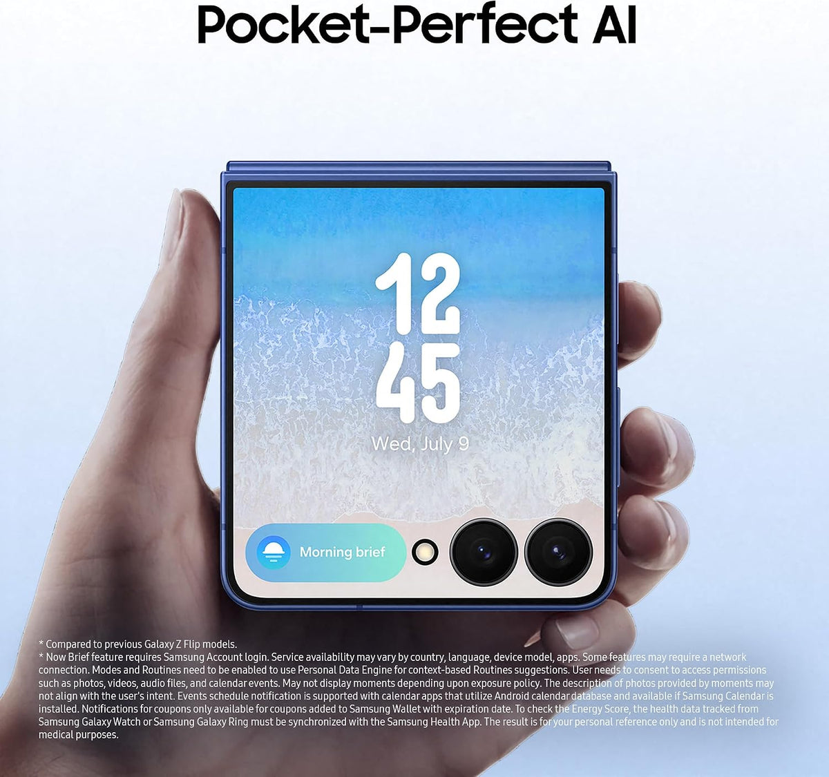 Samsung Galaxy Z Flip7 AI Phone, Thin & Light Foldable Design, Large Cover Screen, 50MP Camera, 256GB Storage, 12GB Memory, 4300mAh Battery, Blue Shadow, 3 Year Extended Warranty (UK Version)