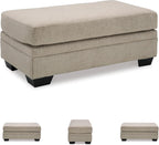Signature Design by Ashley Stonemeade Rectangular Chenille Ottoman, Taupe | Plush taupe 100% polyester chenille, Instant setup with zero assembly required, Fits standard 32 in doorways