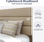 Allewie Queen Size Platform Bed Frame with Fabric Upholstered Headboard