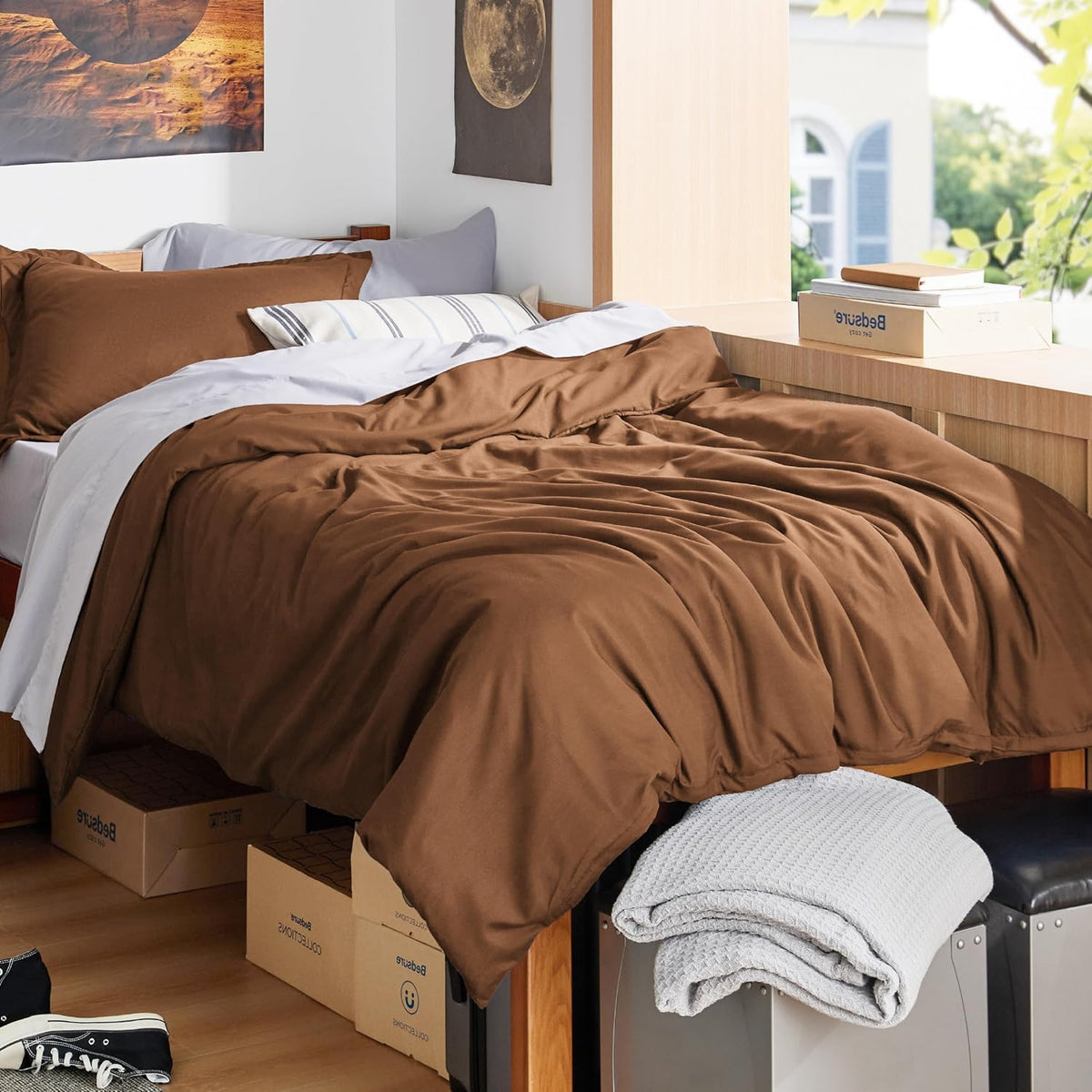 Bedsure Duvet Cover Queen Size, 3Pcs Soft Double Brushed Bedding Set, White