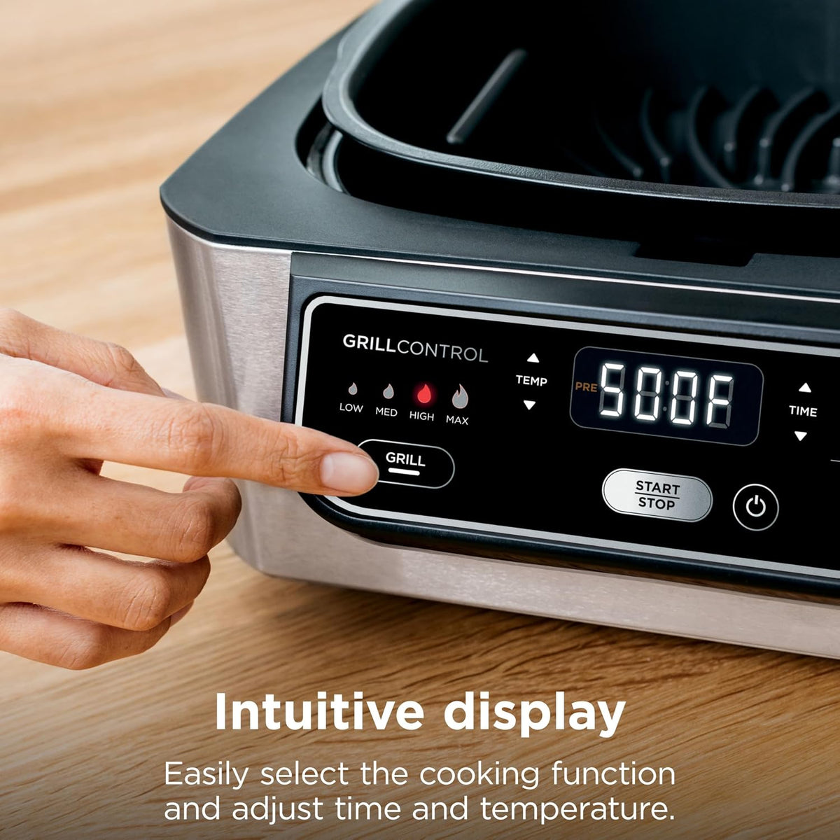 Ninja® Foodi® 5-in-1 XL Indoor Grill & Air Fryer, Black/Grey, AG301 | Cyclonic Grilling Technology for char-grilled flavor indoors year-round. 5-in-1: Grill, Air Fry, Roast, Bake & Dehydrate. XL.