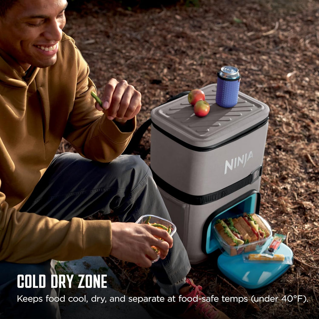 Ninja FrostVault™ Go XL Soft Backpack Cooler, Dry Storage, Birch Beige | Ninja FrostVault Go XL soft cooler, stays cool for hours with a leakproof, easy-access lid, and carries like a backpack
