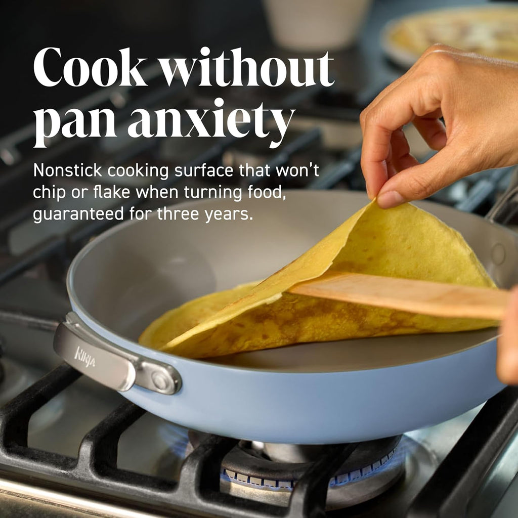 Ninja NeverQuit 3-Piece Ceramic Fry Pan Set, Iceland Blue, CQ13000BL4